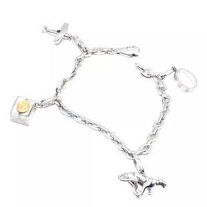 Authentic Cartier 18k White Gold 4 Charm Panther Airplane Love Box Link Bracelet